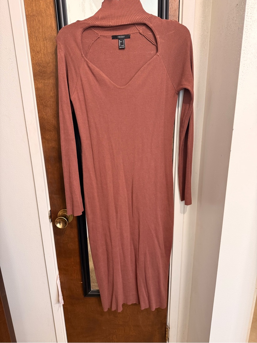 Forever 21 brown cut out mock neck sweater dress